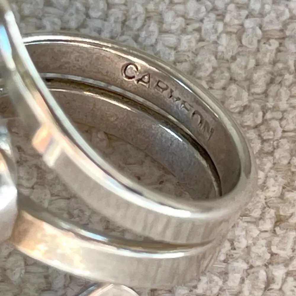 Vintage Sterling Silver Statement Ring Sculptural Abstract‎ Orb Modernist Signed